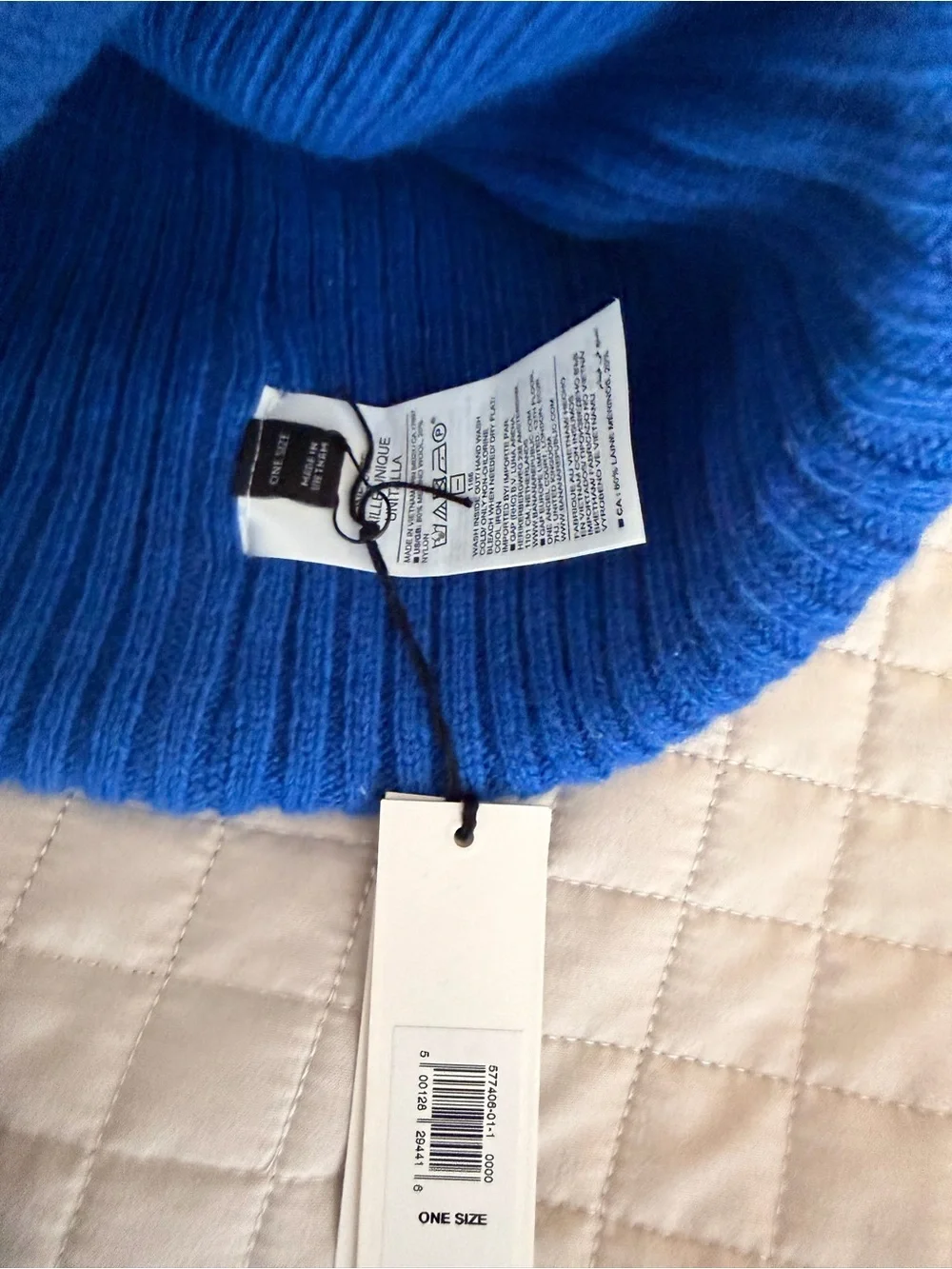 Women Ribbed Beanie Hat - Blue and Teal